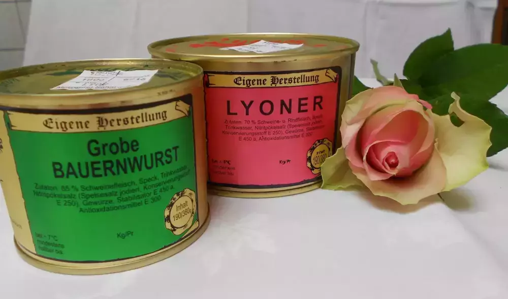 Grobe Bauernwurst und Lyoner in der Dose Grobe Bauernwurst und Lyoner in der Dose